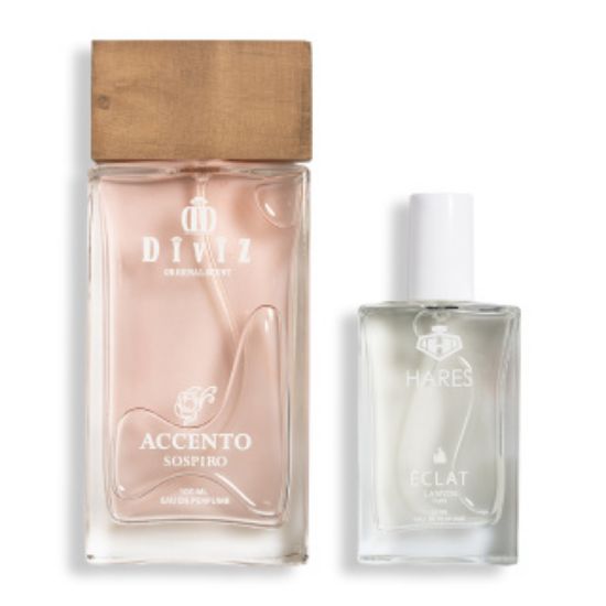 پک 2 عددی ادوپرفیوم حارث مدل Lanvin Eclat حجم 50 میلی لیتر و ادوپرفیوم دیوایز مدل Accento Sospiro حجم 100 میلی لیتر